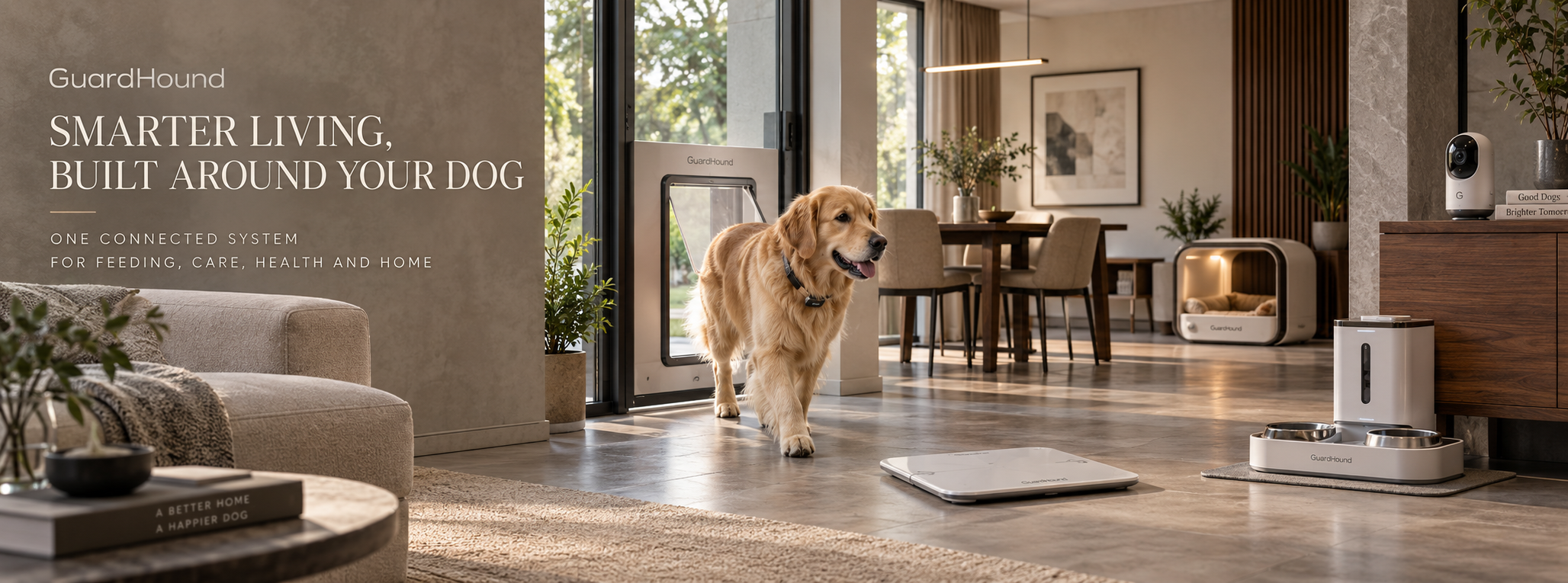 Publicité de marque GuardHound · Aperçu des produits canins intelligents