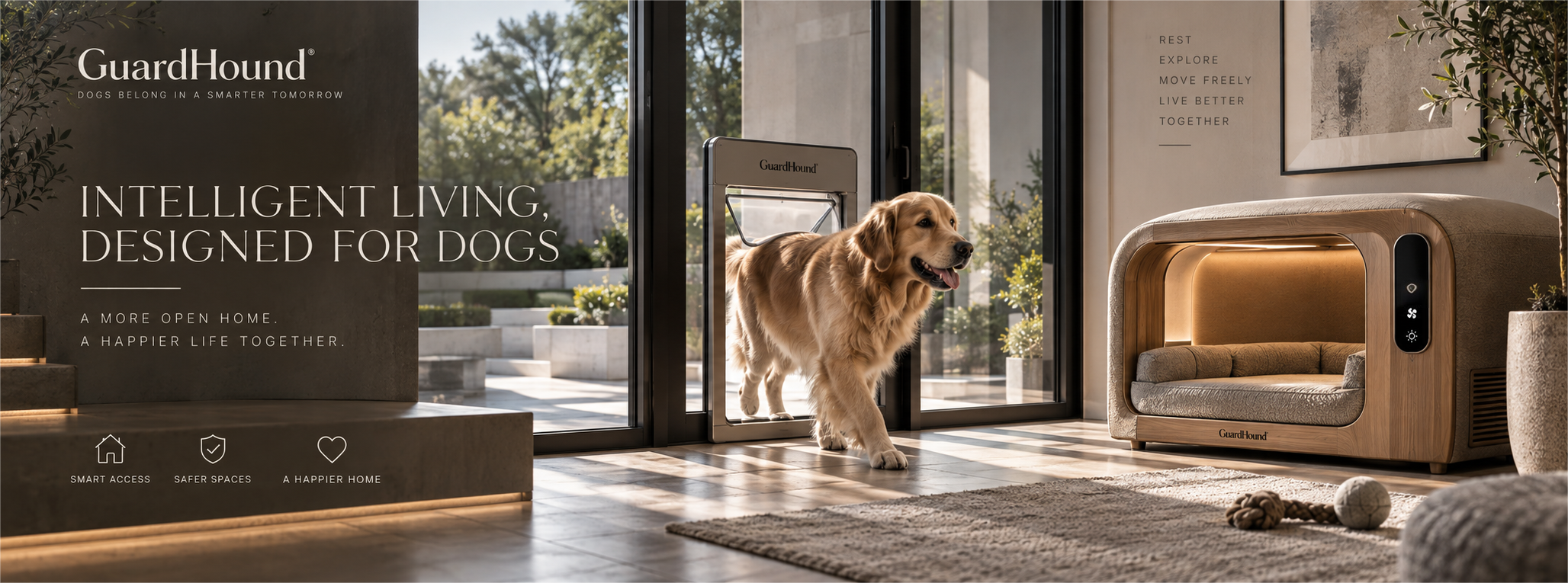 Publicité de marque GuardHound · Habitat et accès connectés